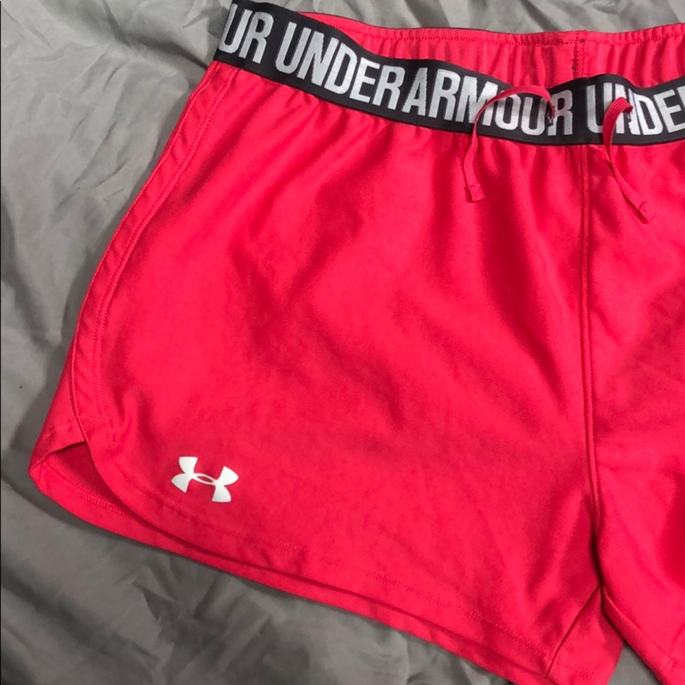 Neon Pink Under Armour shorts